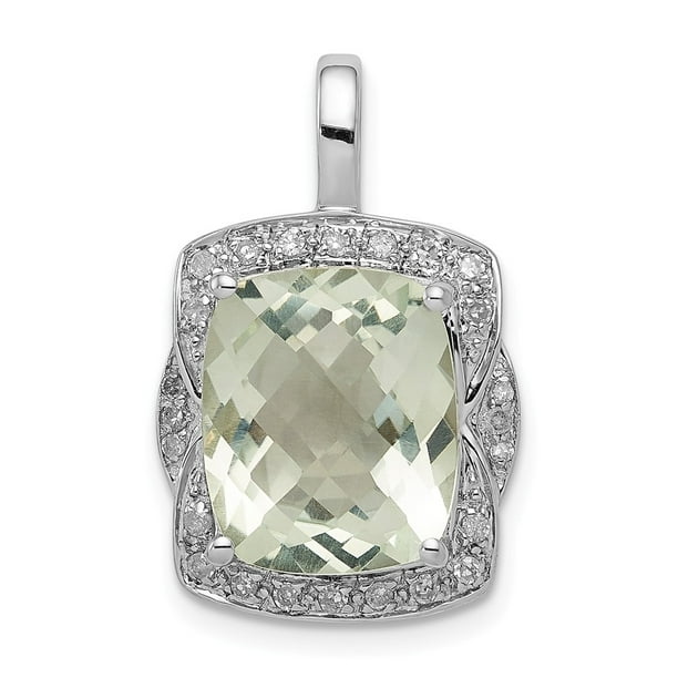 Sterling Silver Jewelry Pendants & Charms Solid 15 mm 22 mm Pink Quartz Diamond Pendant 